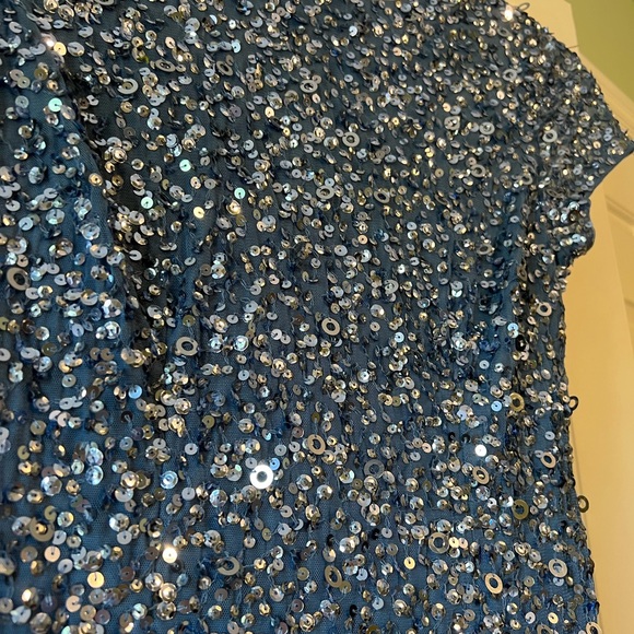 Adrianna Papell blue sequin dress (short version) - Picture 2 of 5